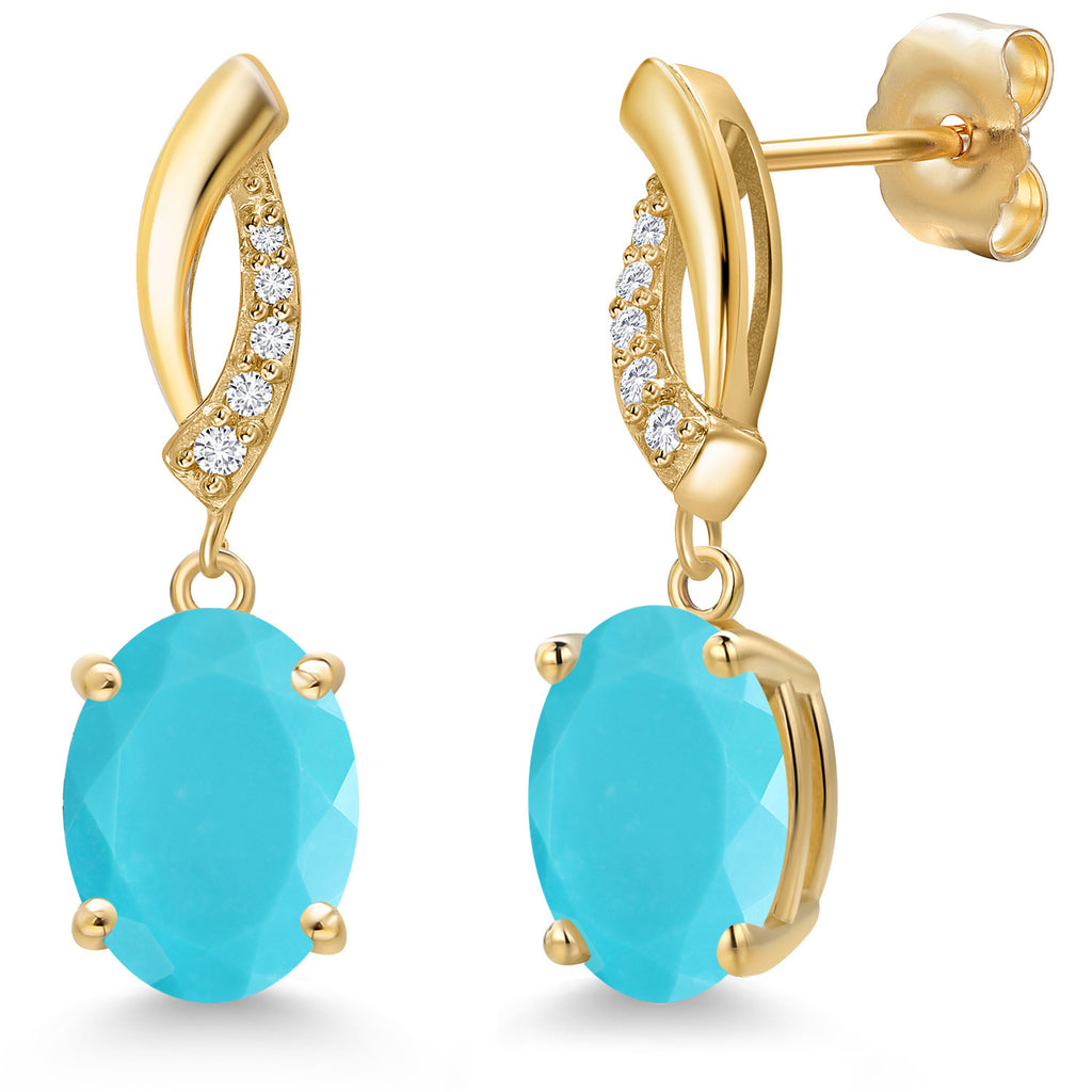 Turquoise_Earrings in 14K Yellow Gold