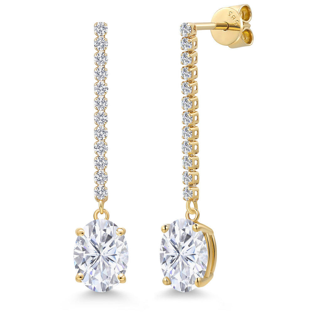 White Moissanite - April_Earrings in 14K Yellow Gold