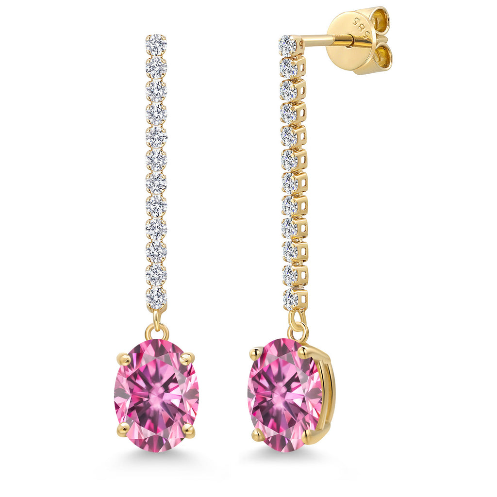Pink Moissanite - April_Earrings in 14K Yellow Gold