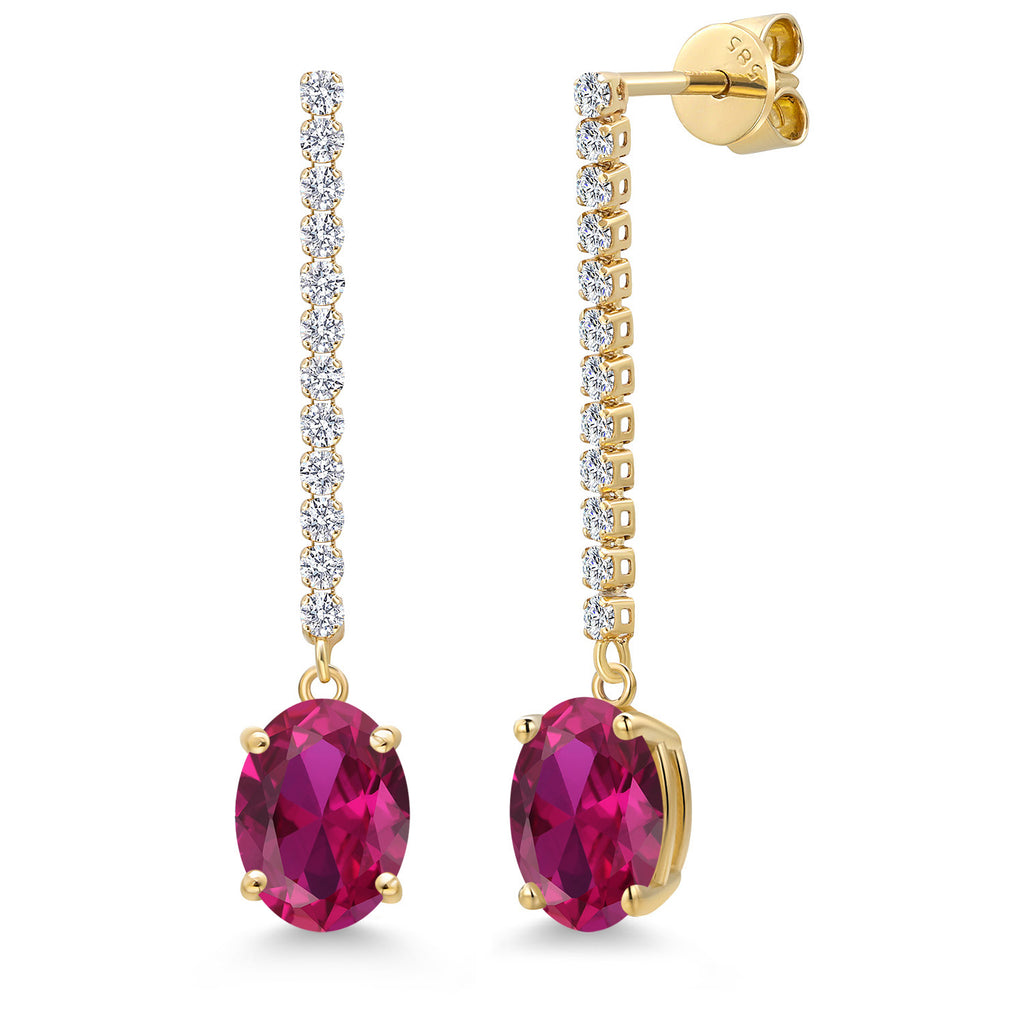 Red and E - F_Earrings in 14K Yellow Gold