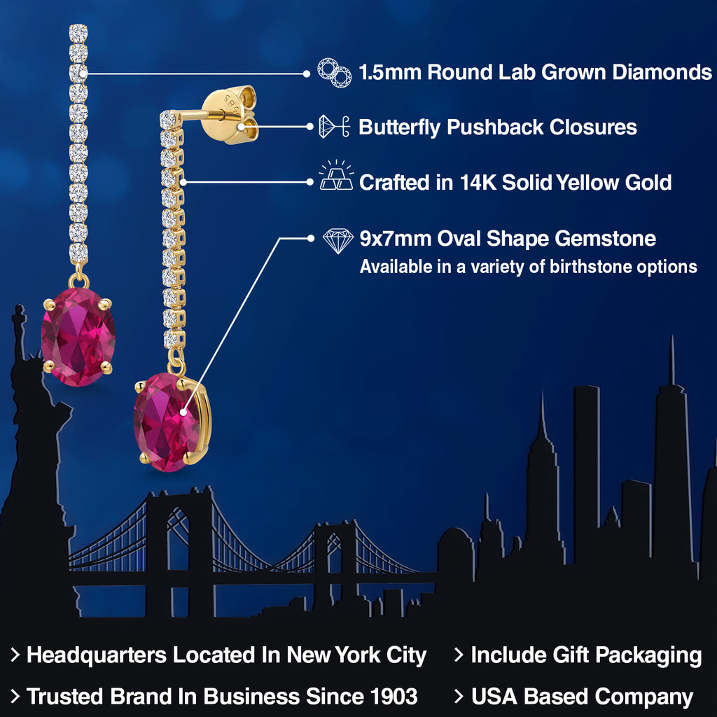 Red and E - F_Earrings in 14K Yellow Gold