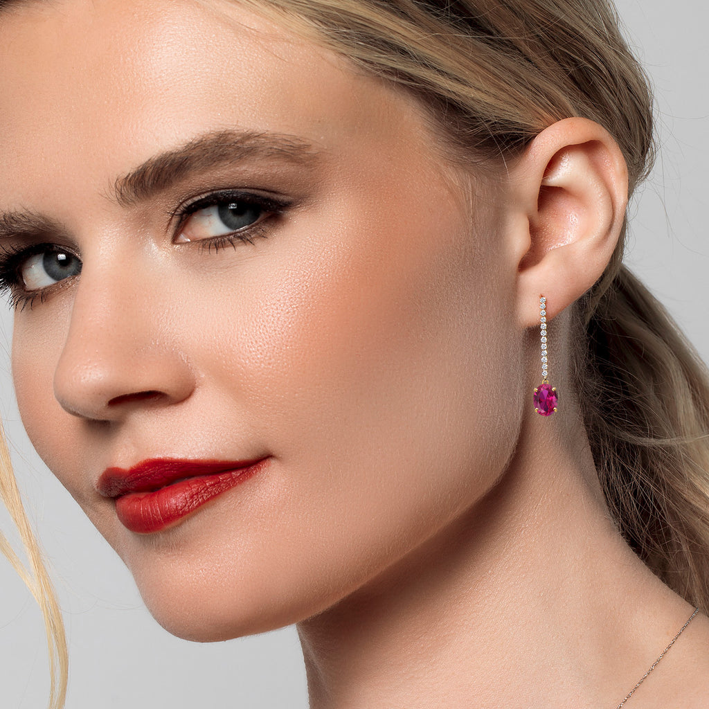 Red and E - F_Earrings in 14K Yellow Gold