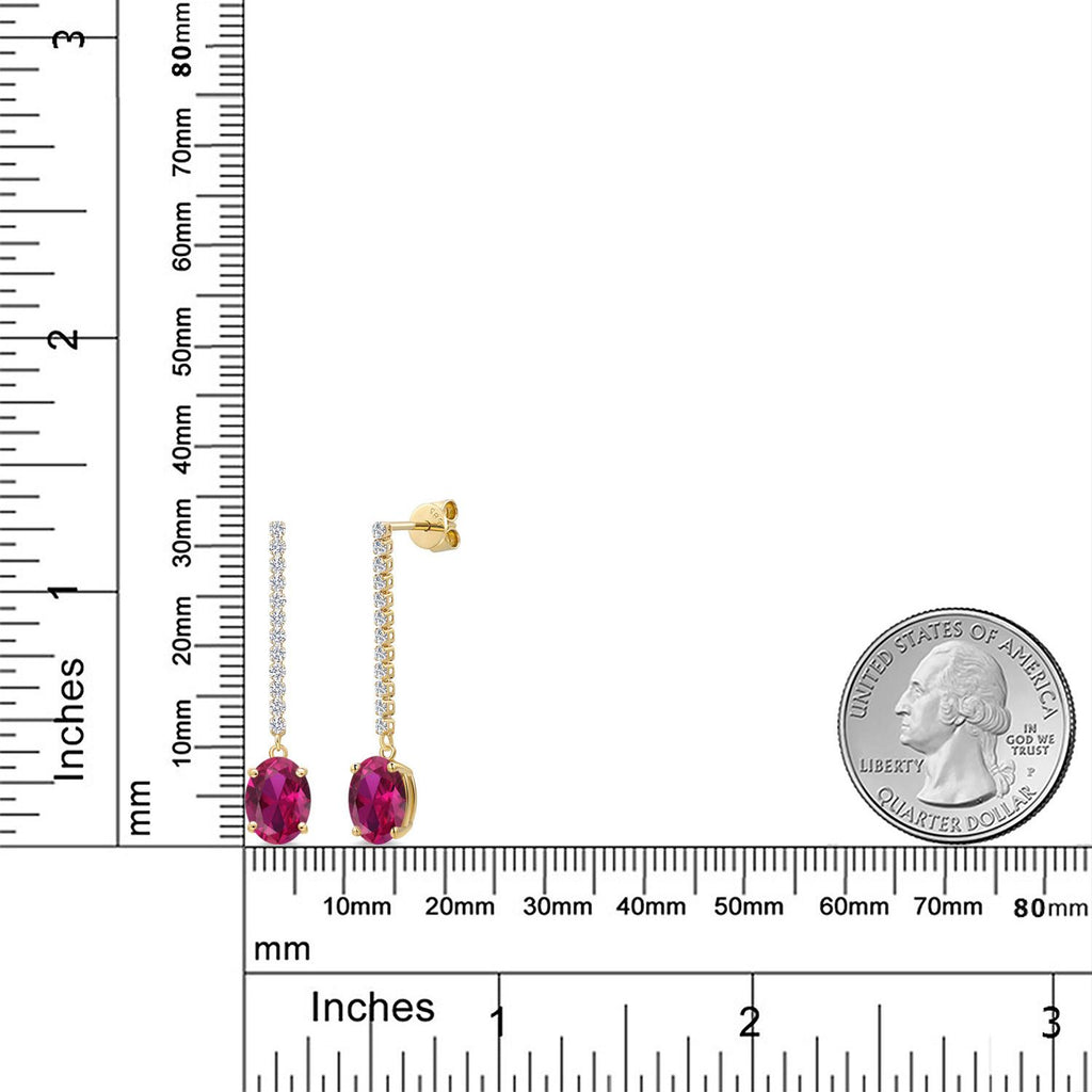 Red and E - F_Earrings in 14K Yellow Gold