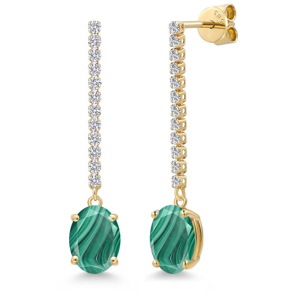 Malachite_Earrings in 14K Yellow Gold