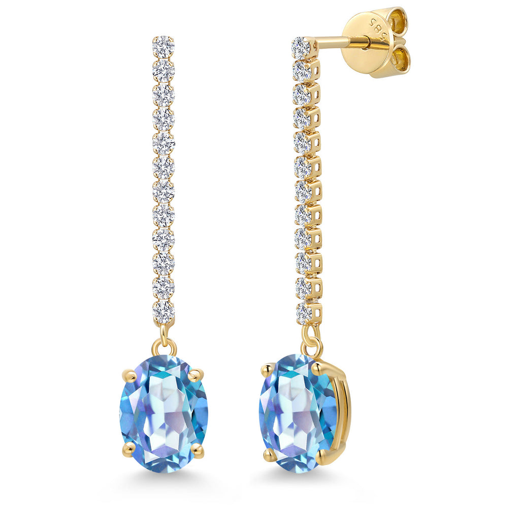 Millennium Blue Mystic Quartz_Earrings in 14K Yellow Gold