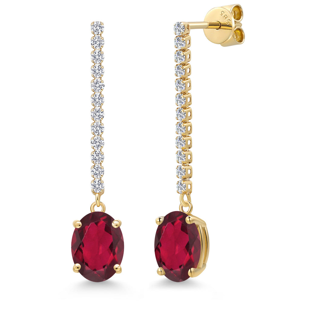 Ruby Red Mystic Quartz_Earrings in 14K Yellow Gold
