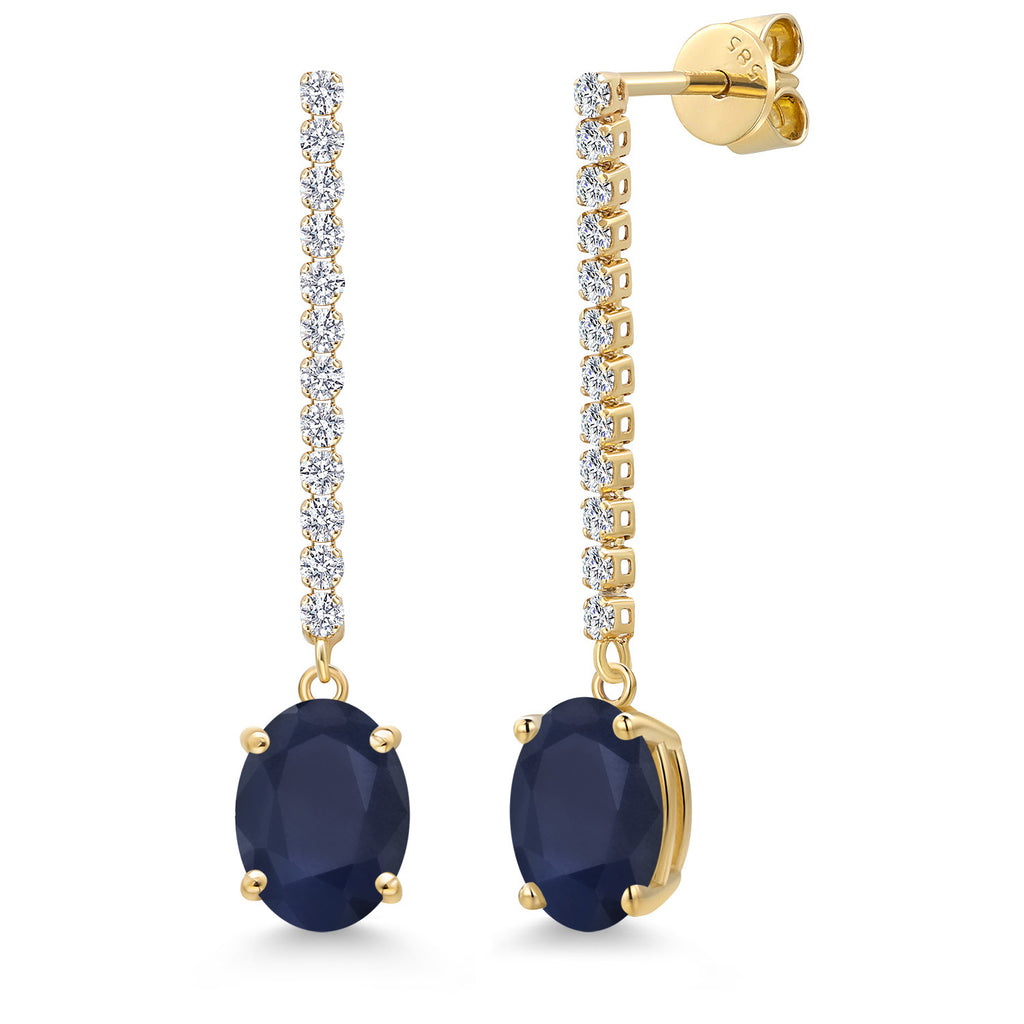 Blue Sapphire - September_Earrings in 14K Yellow Gold