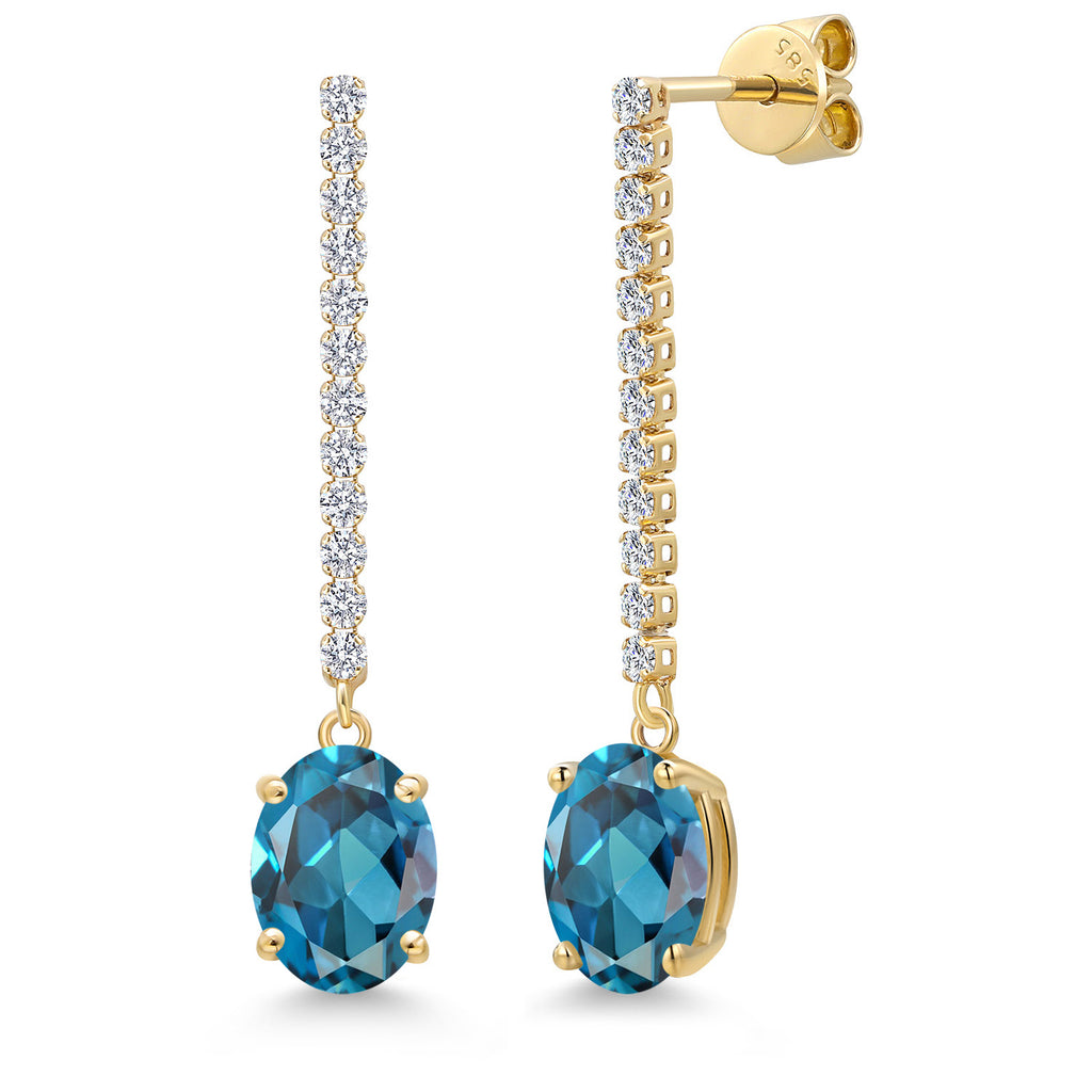 London Blue Topaz - November_Earrings in 14K Yellow Gold