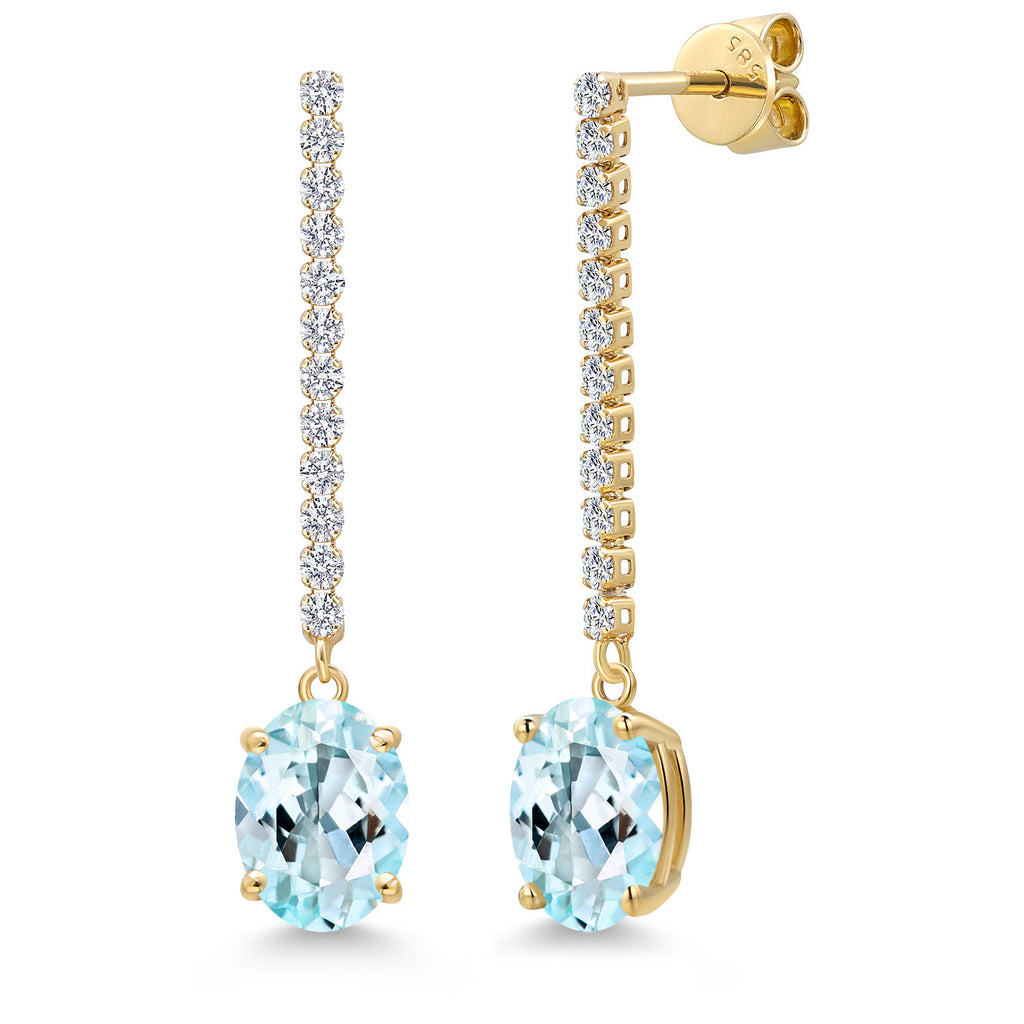 Sky Blue Topaz - November_Earrings in 14K Yellow Gold