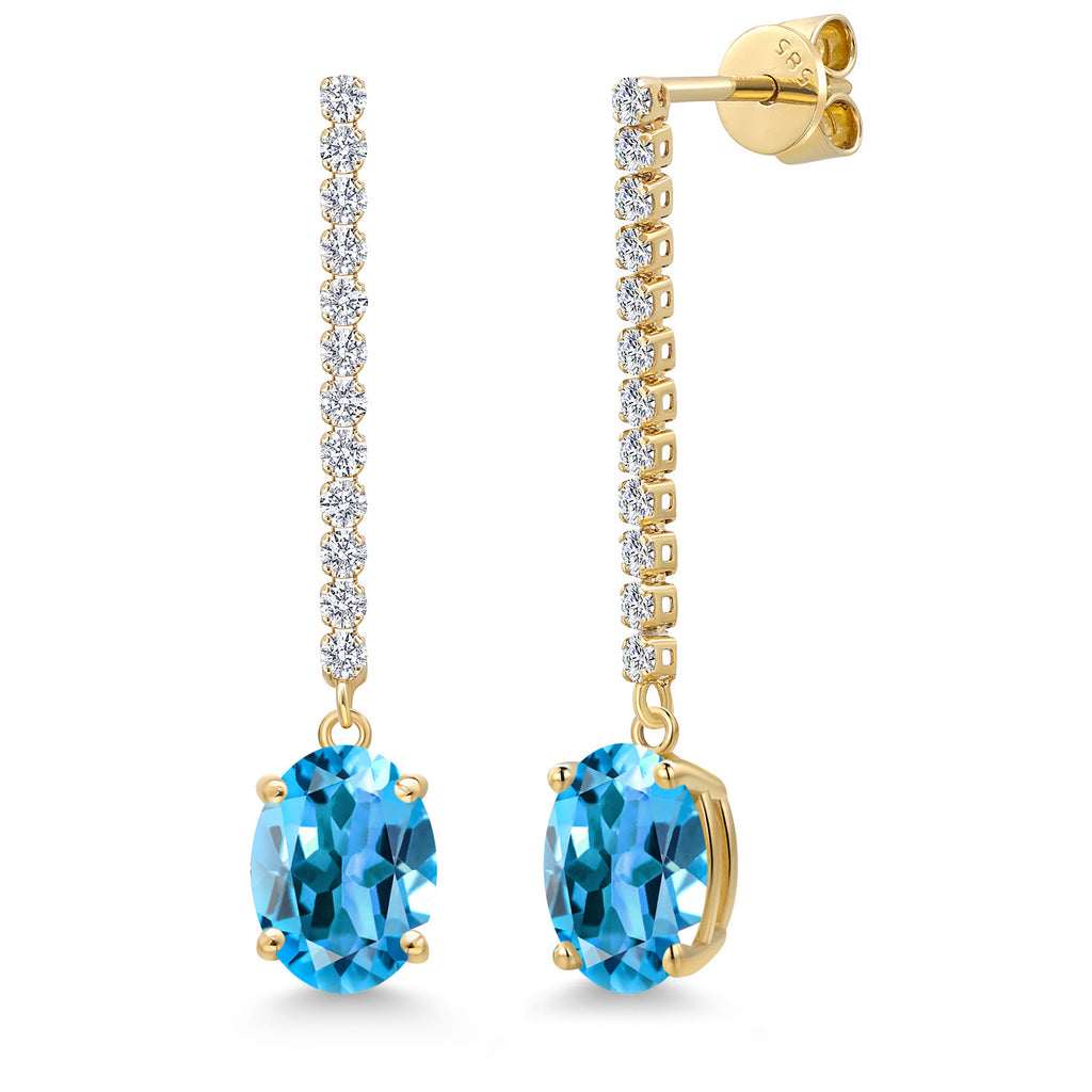 Swiss Blue Topaz - November_Earrings in 14K Yellow Gold