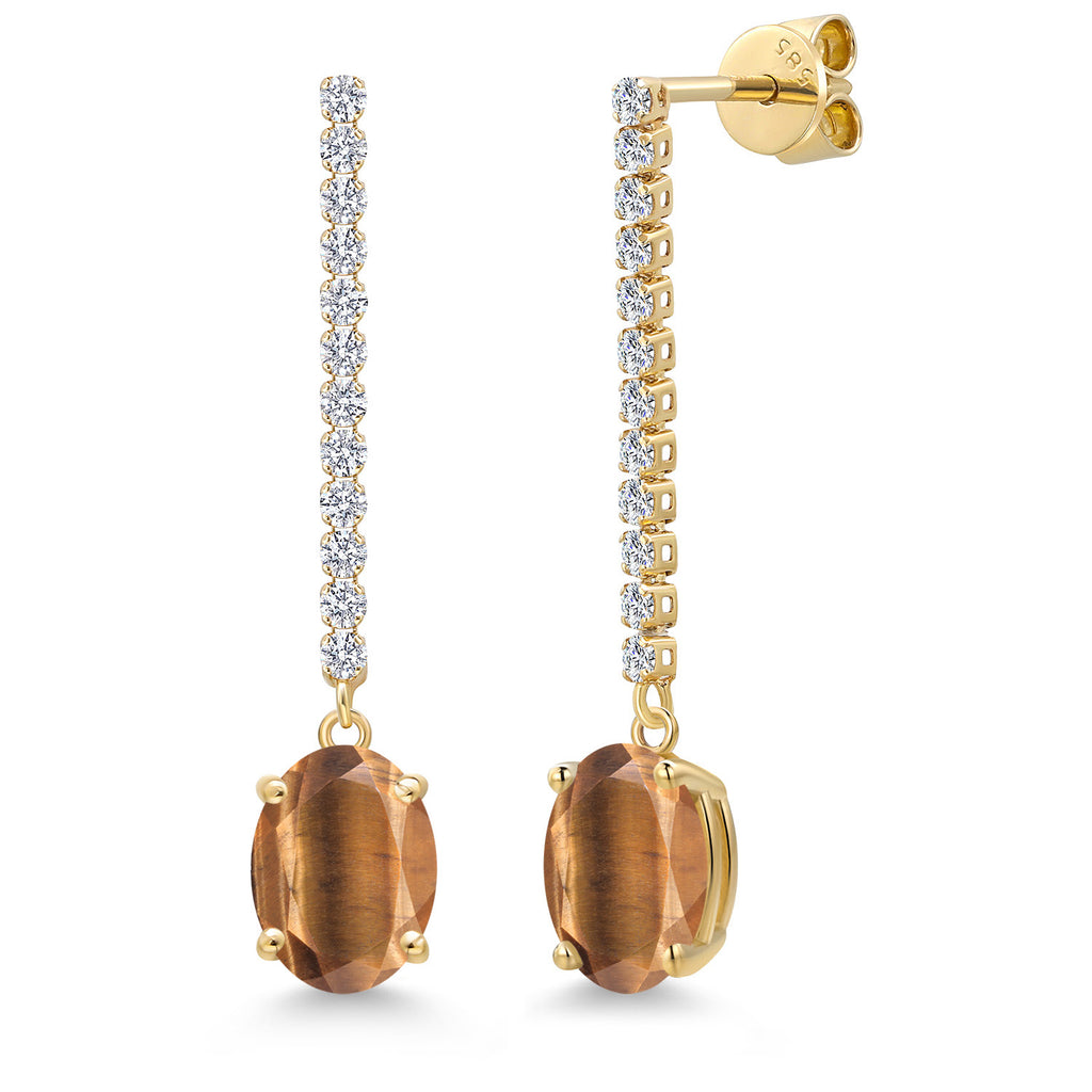 Brown Tiger Eye_Earrings in 14K Yellow Gold