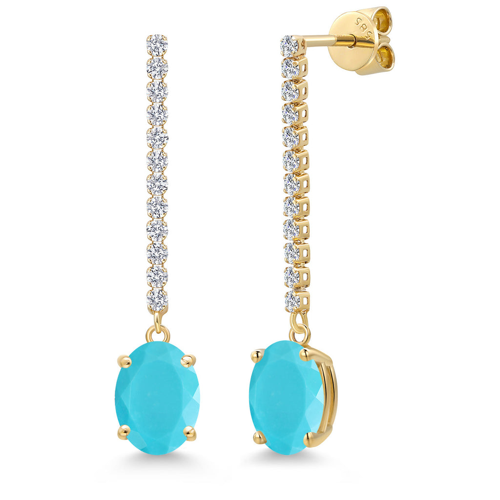 Turquoise_Earrings in 14K Yellow Gold