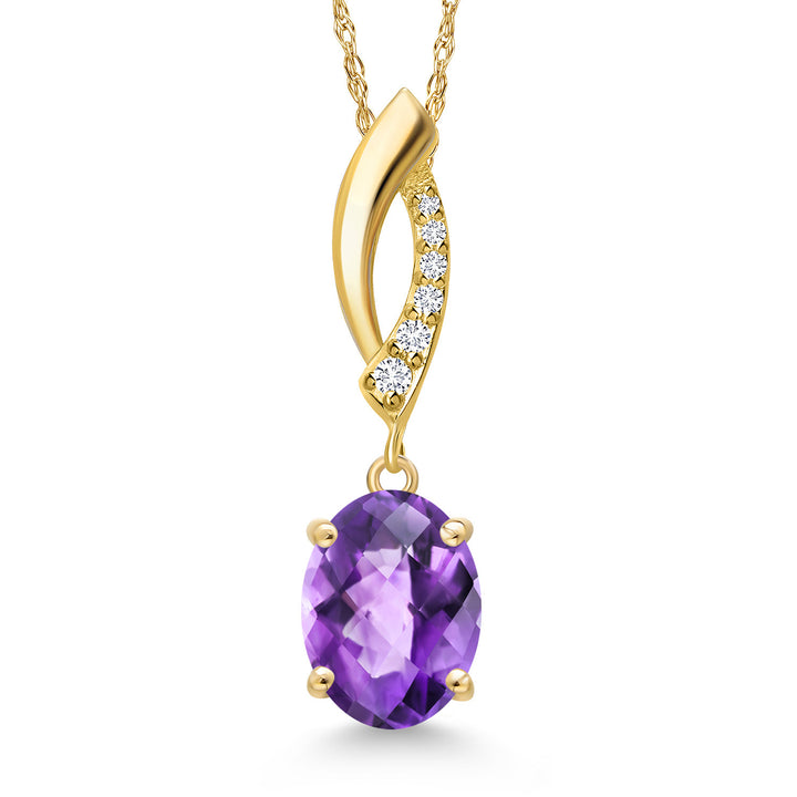 Amethyst-Checkerboard - February_Pendant in 14K Yellow Gold