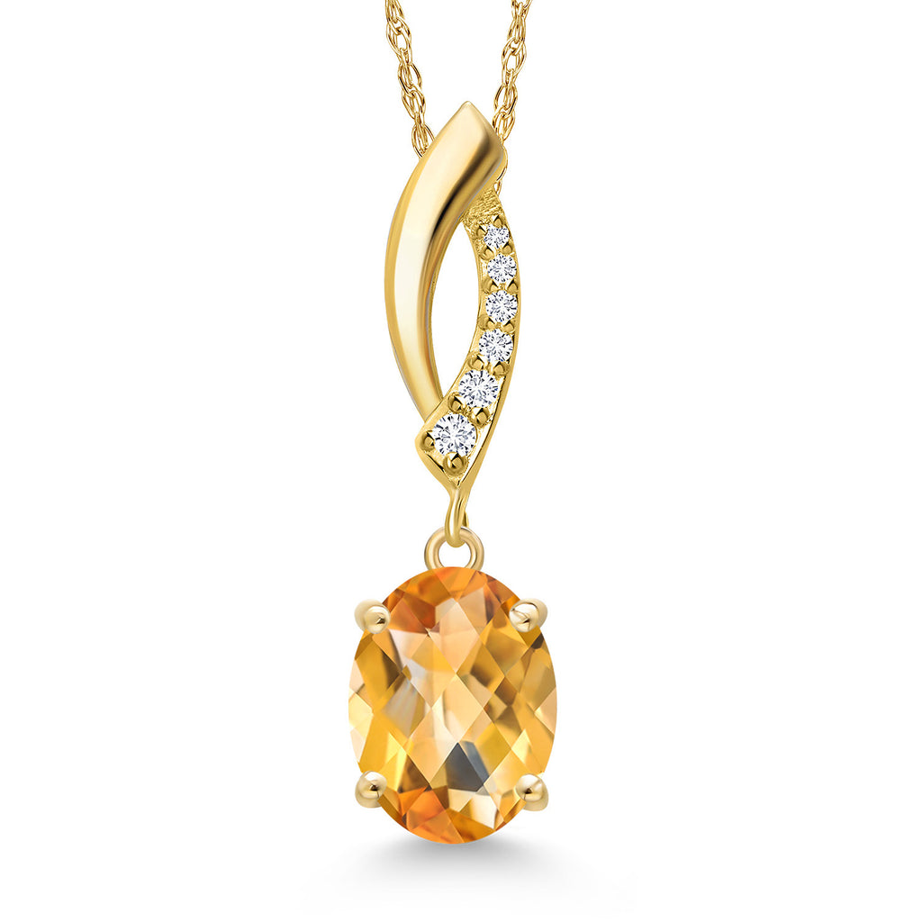 Citrine-Checkerboard - November_Pendant in 14K Yellow Gold