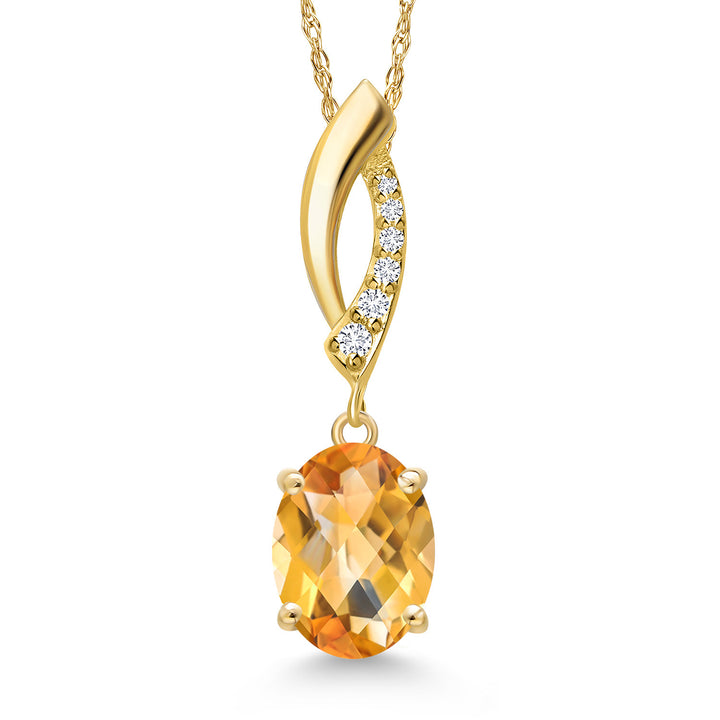 Citrine-Checkerboard - November_Pendant in 14K Yellow Gold
