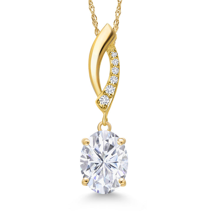 White Moissanite - April_Pendant in 14K Yellow Gold