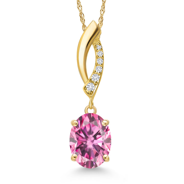 Pink Moissanite - April_Pendant in 14K Yellow Gold