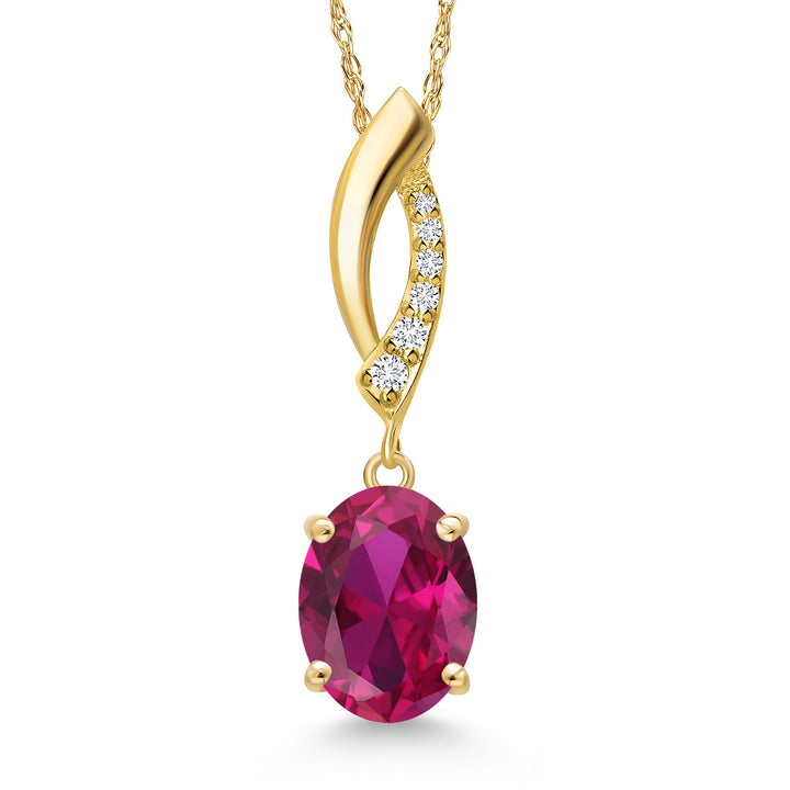 Created Ruby - July_Pendant in 14K Yellow Gold