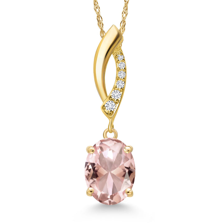 Nano Morganite - October_Pendant in 14K Yellow Gold