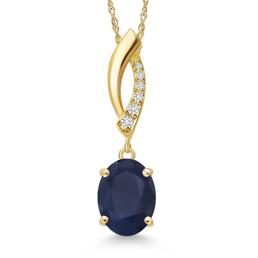 Blue Sapphire - September_Pendant in 14K Yellow Gold