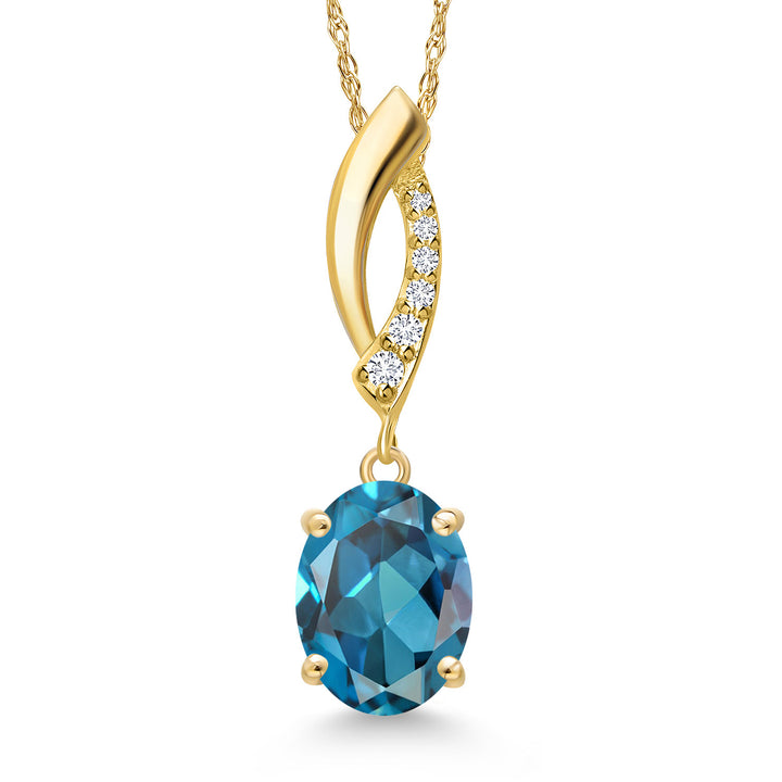 London Blue Topaz - November_Pendant in 14K Yellow Gold