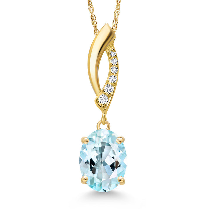 Sky Blue Topaz - November_Pendant in 14K Yellow Gold