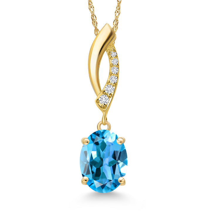 Swiss Blue Topaz - November_Pendant in 14K Yellow Gold