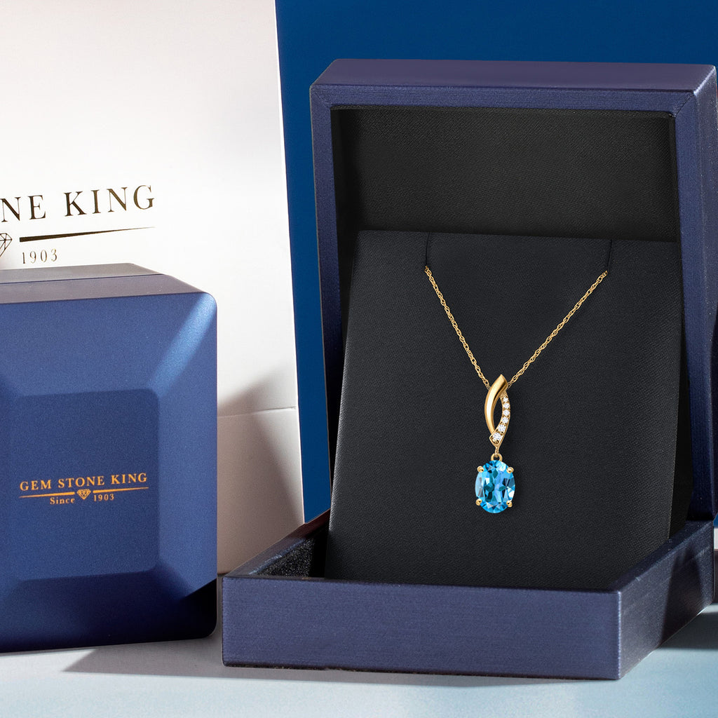 Swiss Blue Topaz - November_Pendant in 14K Yellow Gold
