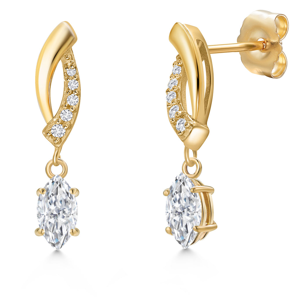 White Moissanite - April_Earrings in 14K Yellow Gold