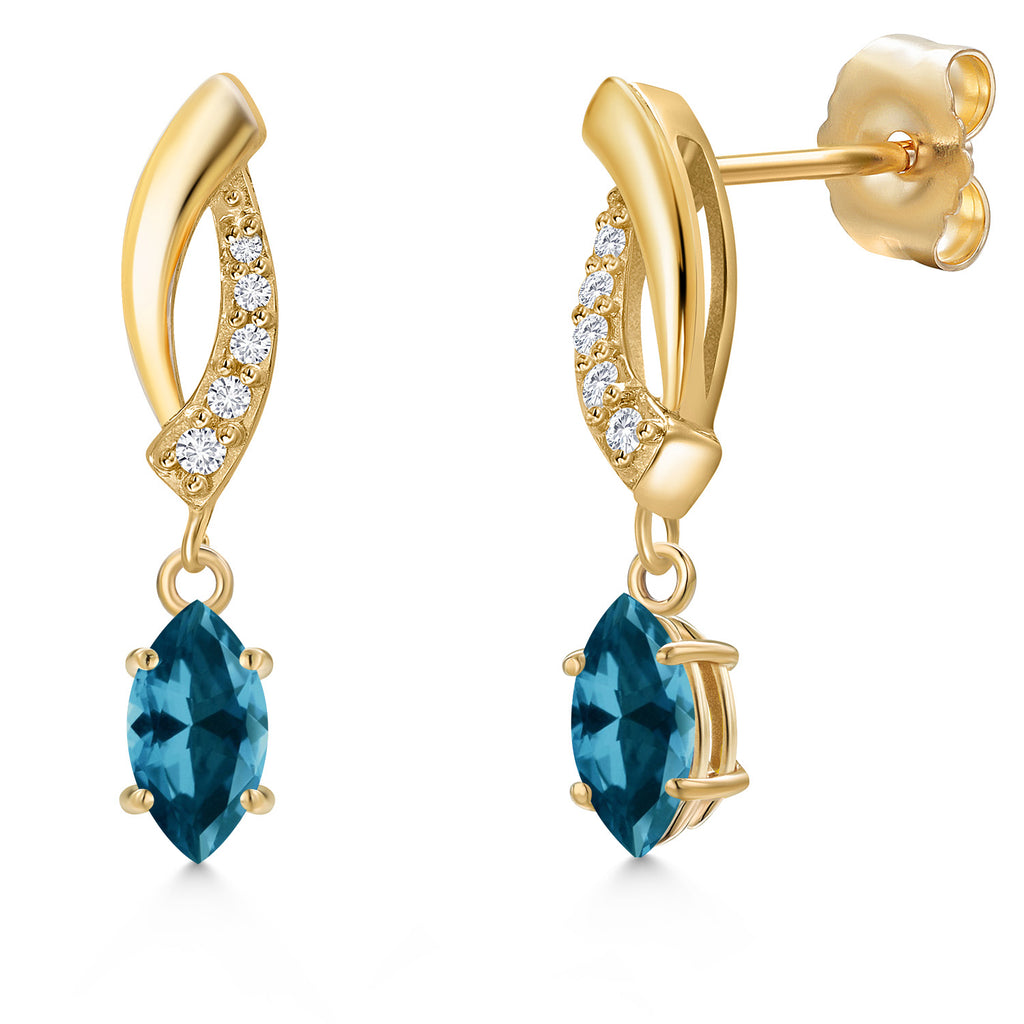 London Blue Topaz - November_Earrings in 14K Yellow Gold