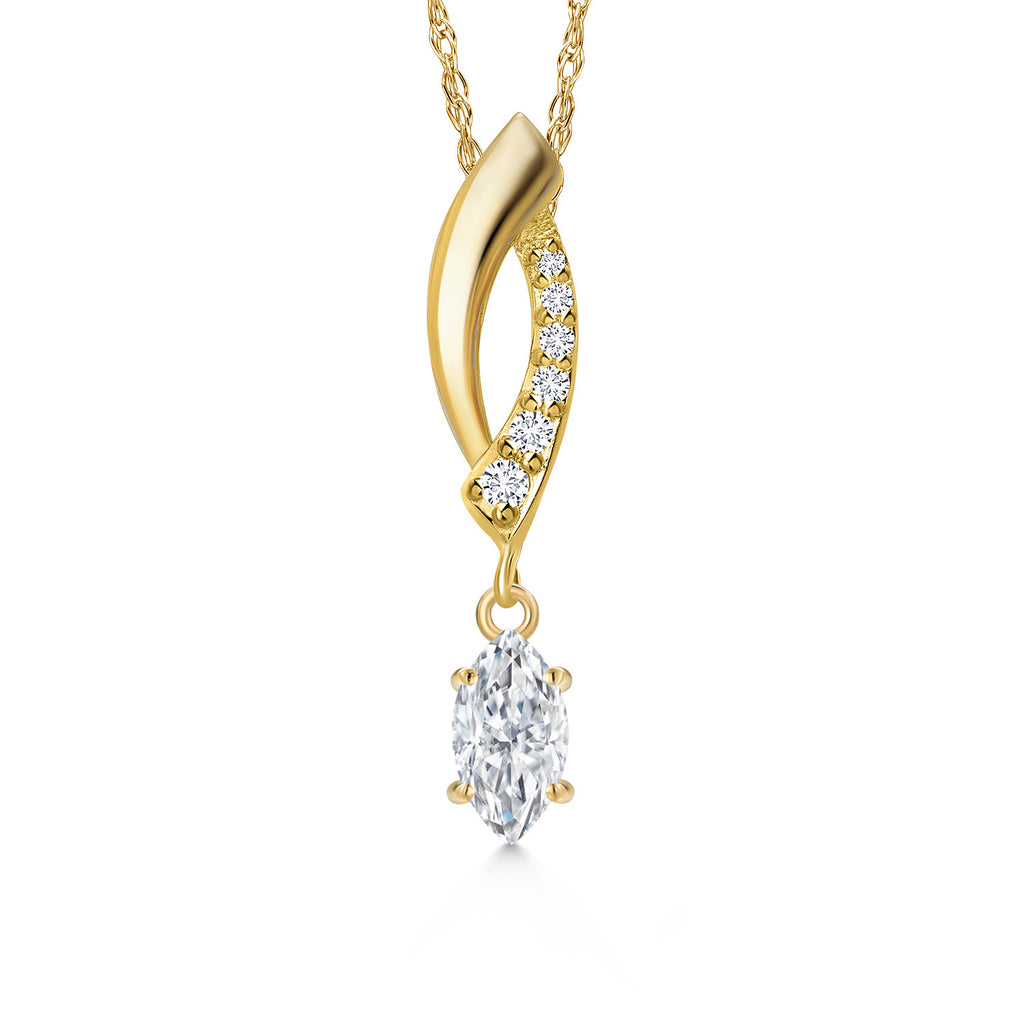 White Moissanite - April_Pendant in 14K Yellow Gold