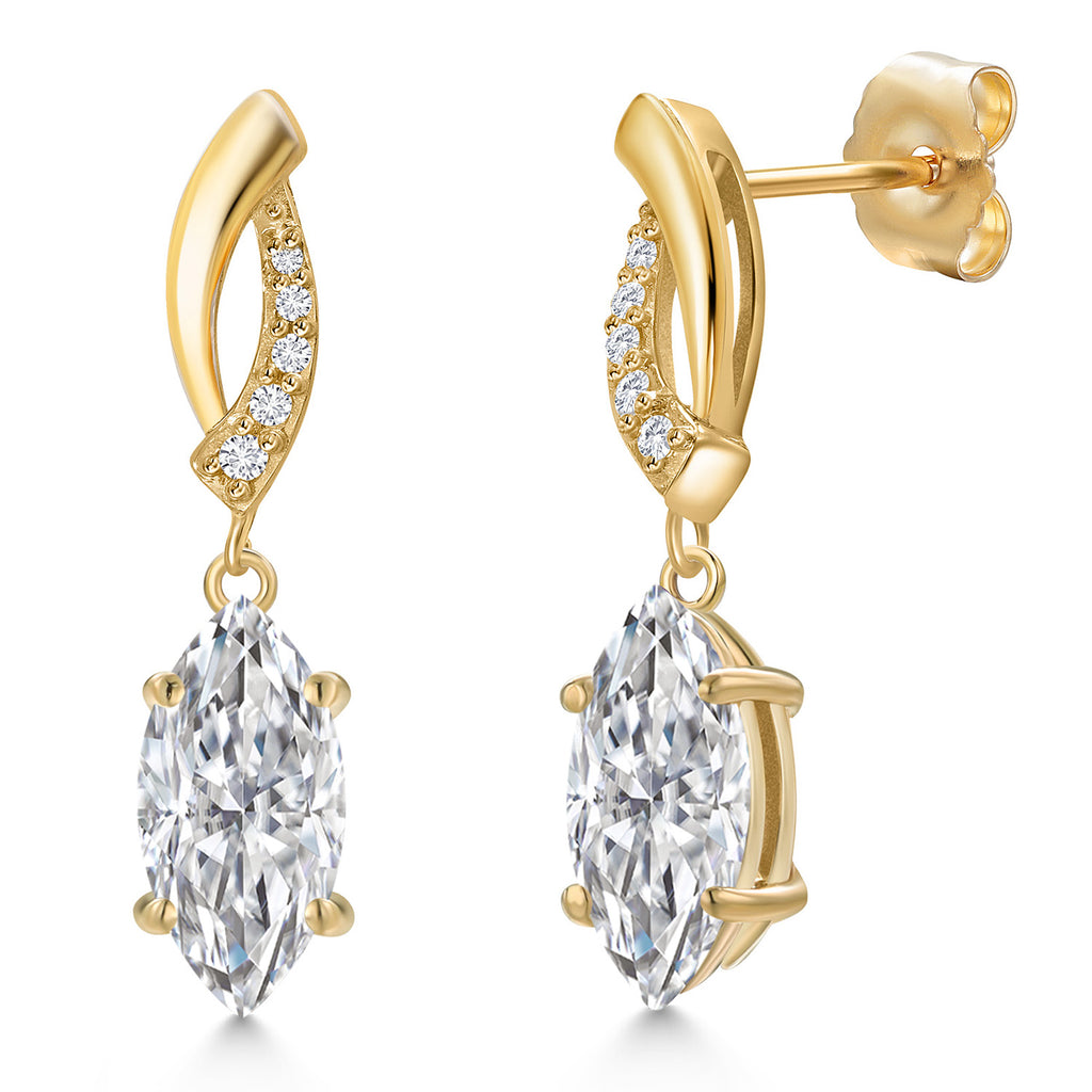 Marquise Cut_Earrings in 14K Yellow Gold