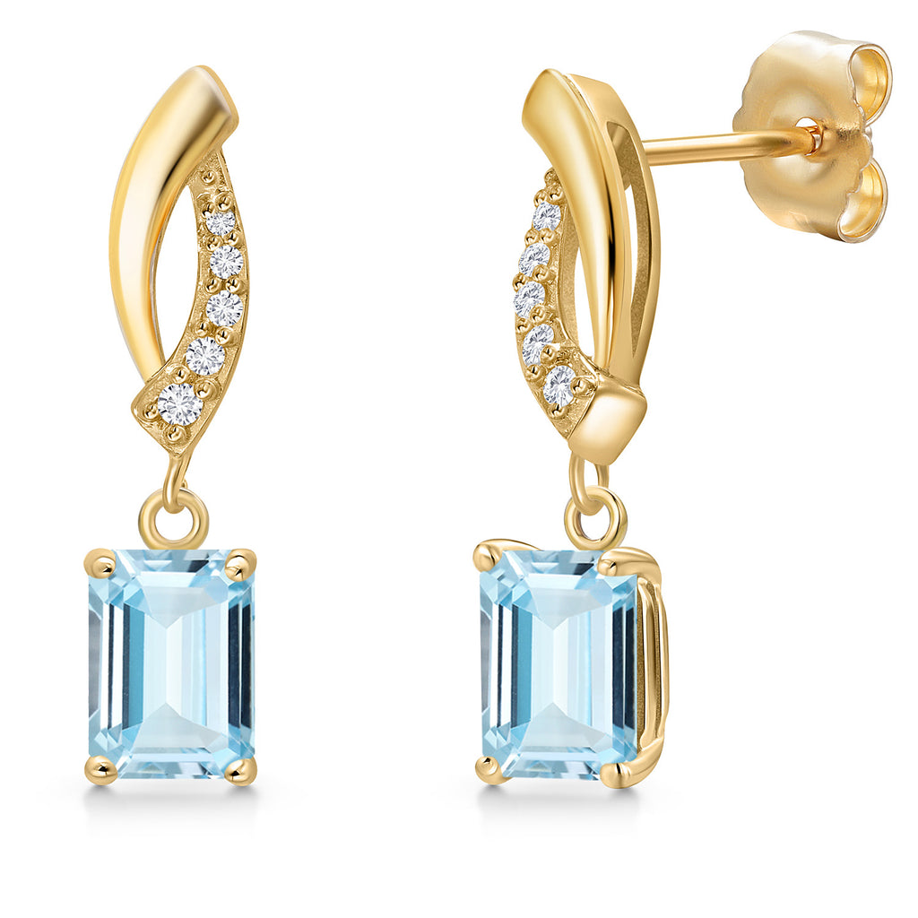 Aquamarine - March_Earrings in 14K Yellow Gold