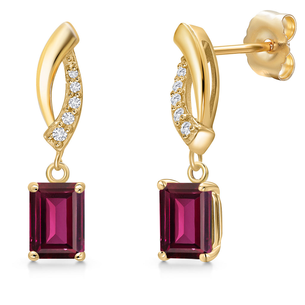 Rhodolite Garnet_Earrings in 14K Yellow Gold