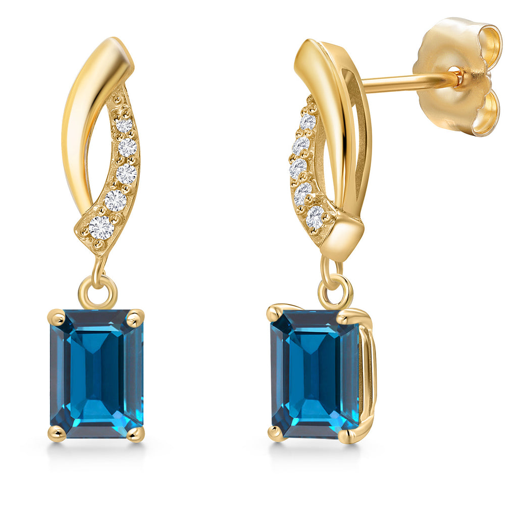 London Blue Topaz - November_Earrings in 14K Yellow Gold