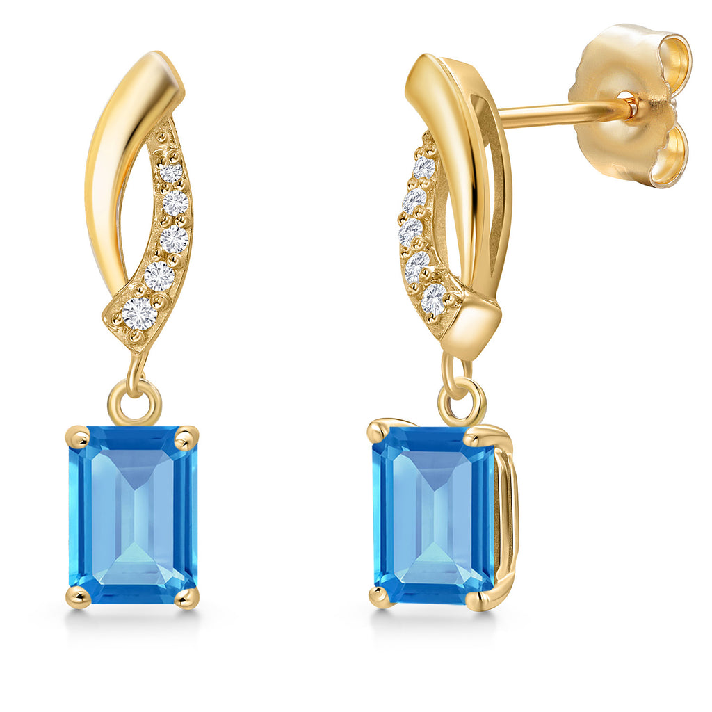 Swiss Blue Topaz - November_Earrings in 14K Yellow Gold