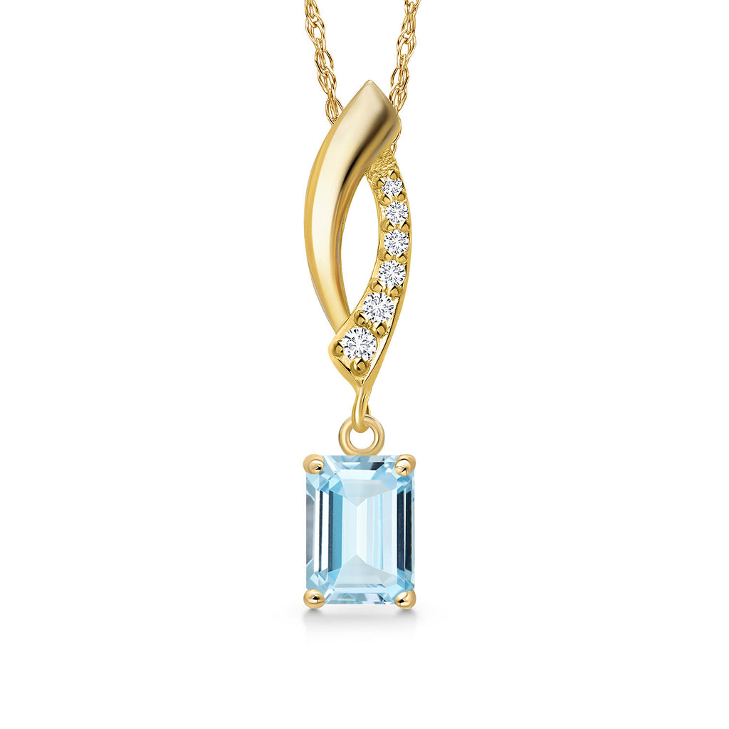 Aquamarine - March_Pendant in 14K Yellow Gold