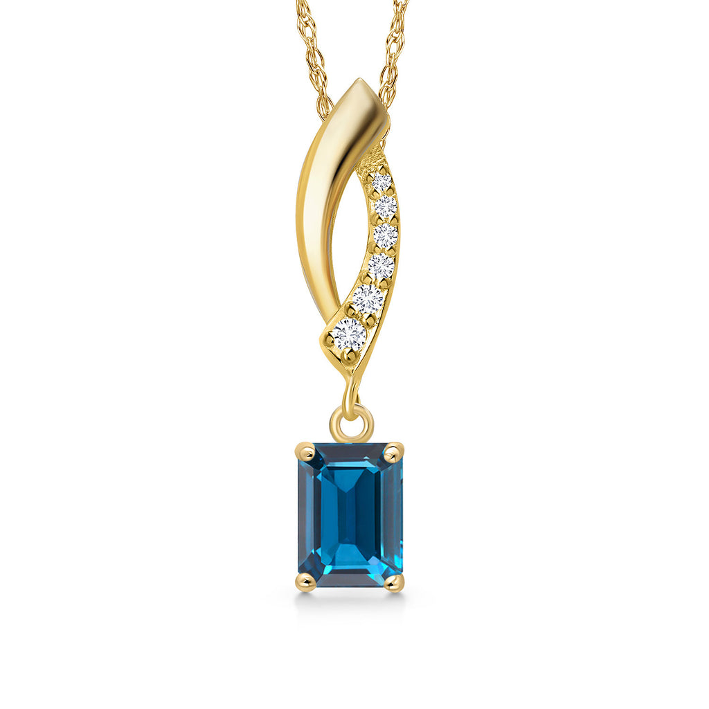 London Blue Topaz - November_Pendant in 14K Yellow Gold