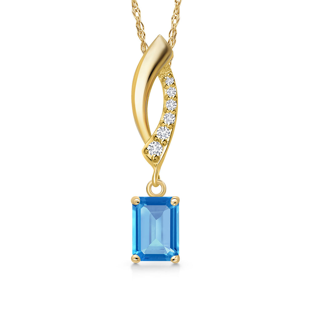 Swiss Blue Topaz - November_Pendant in 14K Yellow Gold