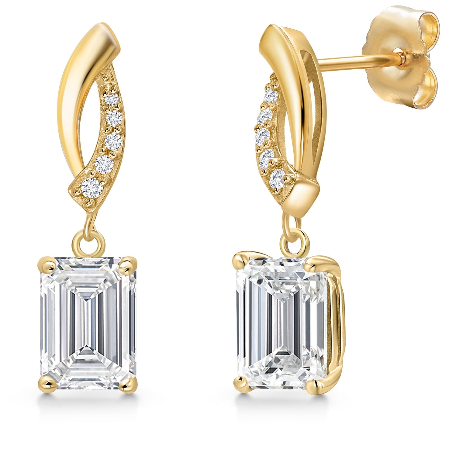 2.00 Cttw 14K Yellow Gold IGI Certified Lab Grown Diamond Earrings | Emerald Cut | E-F Color | VS1-VS2 Clarity | Dangle Earrings For Women