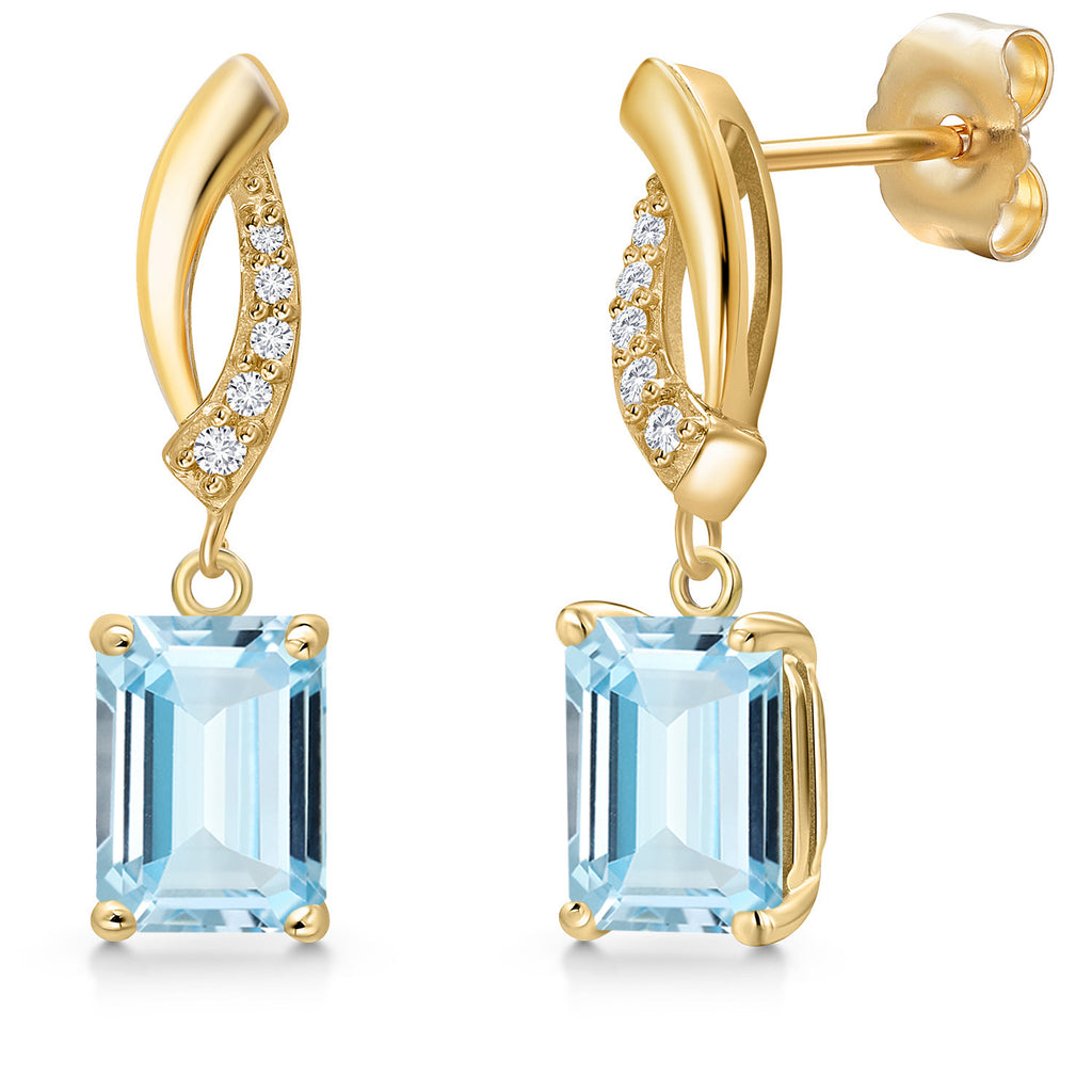 Aquamarine - March_Earrings in 14K Yellow Gold