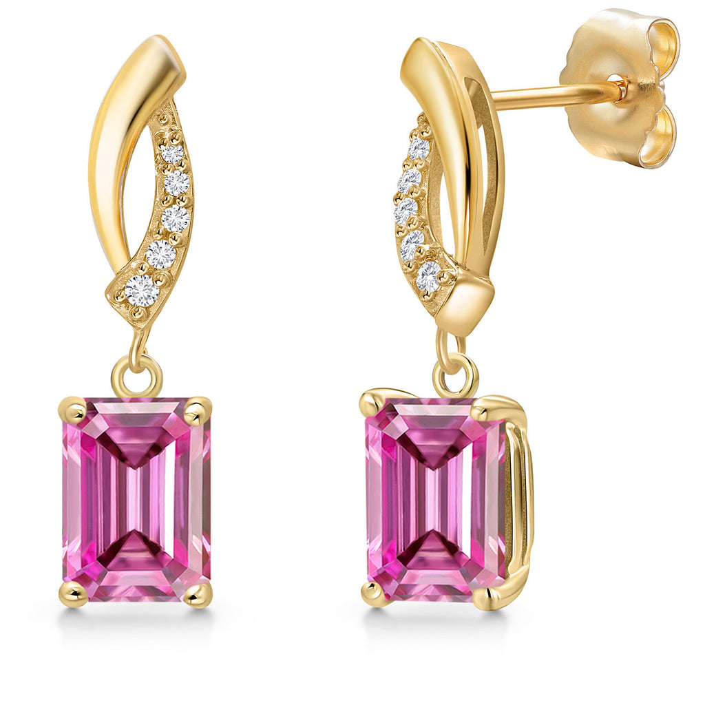 Pink Moissanite - April_Earrings in 14K Yellow Gold