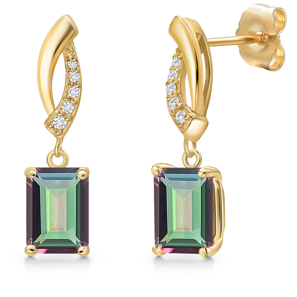 Green Mystic Topaz_Earrings in 14K Yellow Gold