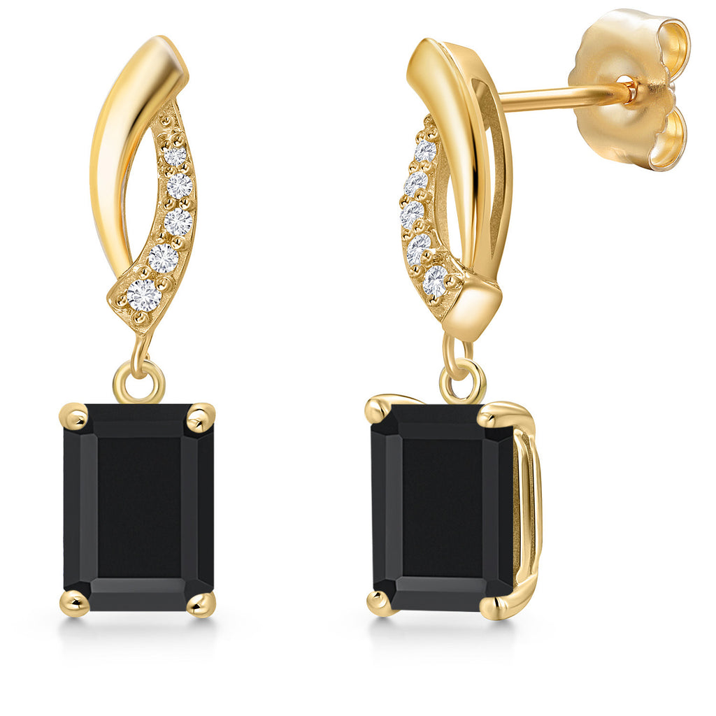 Onyx - December_Earrings in 14K Yellow Gold