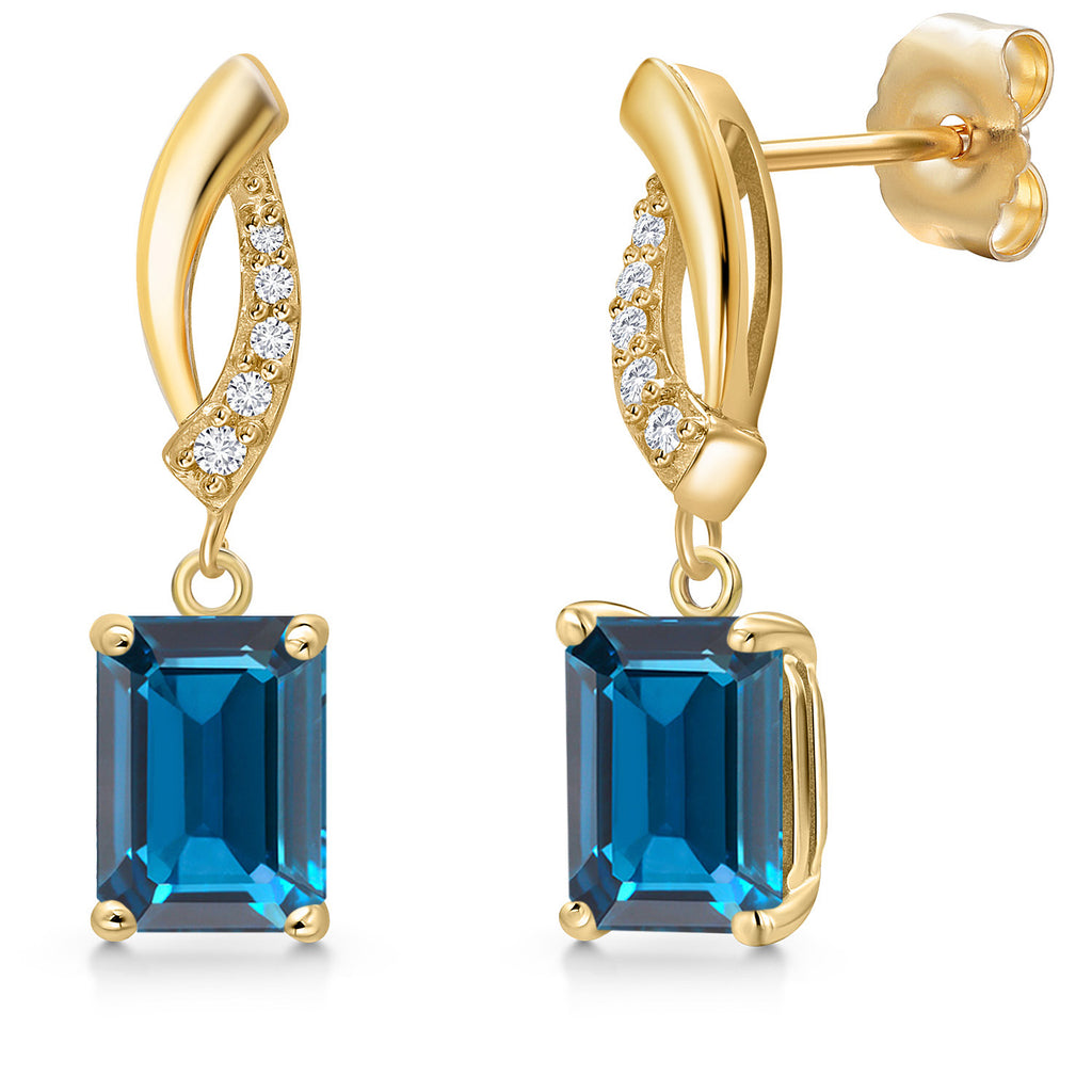 London Blue Topaz - November_Earrings in 14K Yellow Gold