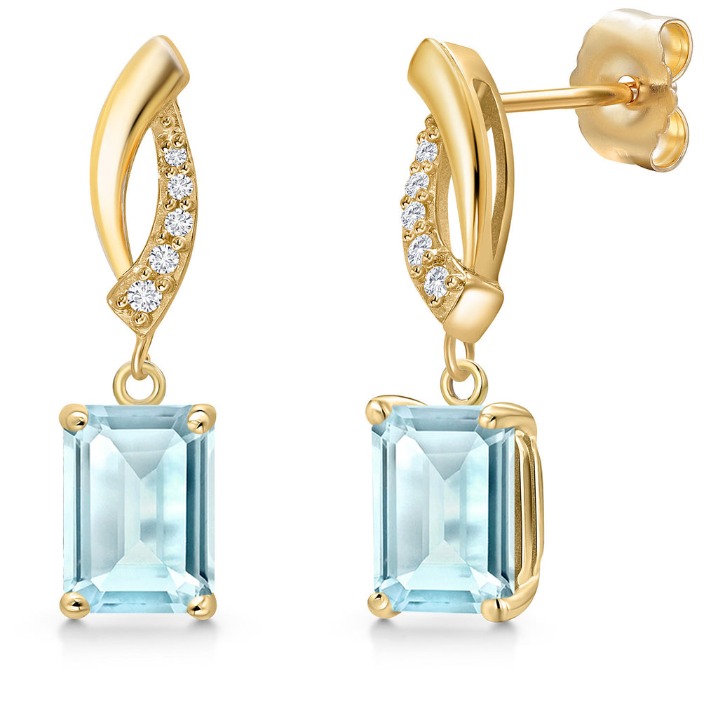 Sky Blue Topaz - November_Earrings in 14K Yellow Gold