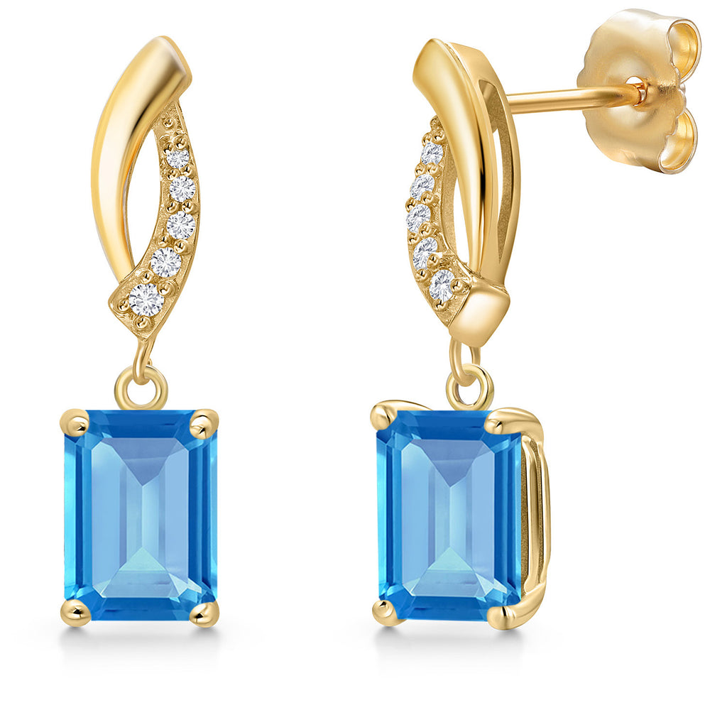 Swiss Blue Topaz - November_Earrings in 14K Yellow Gold