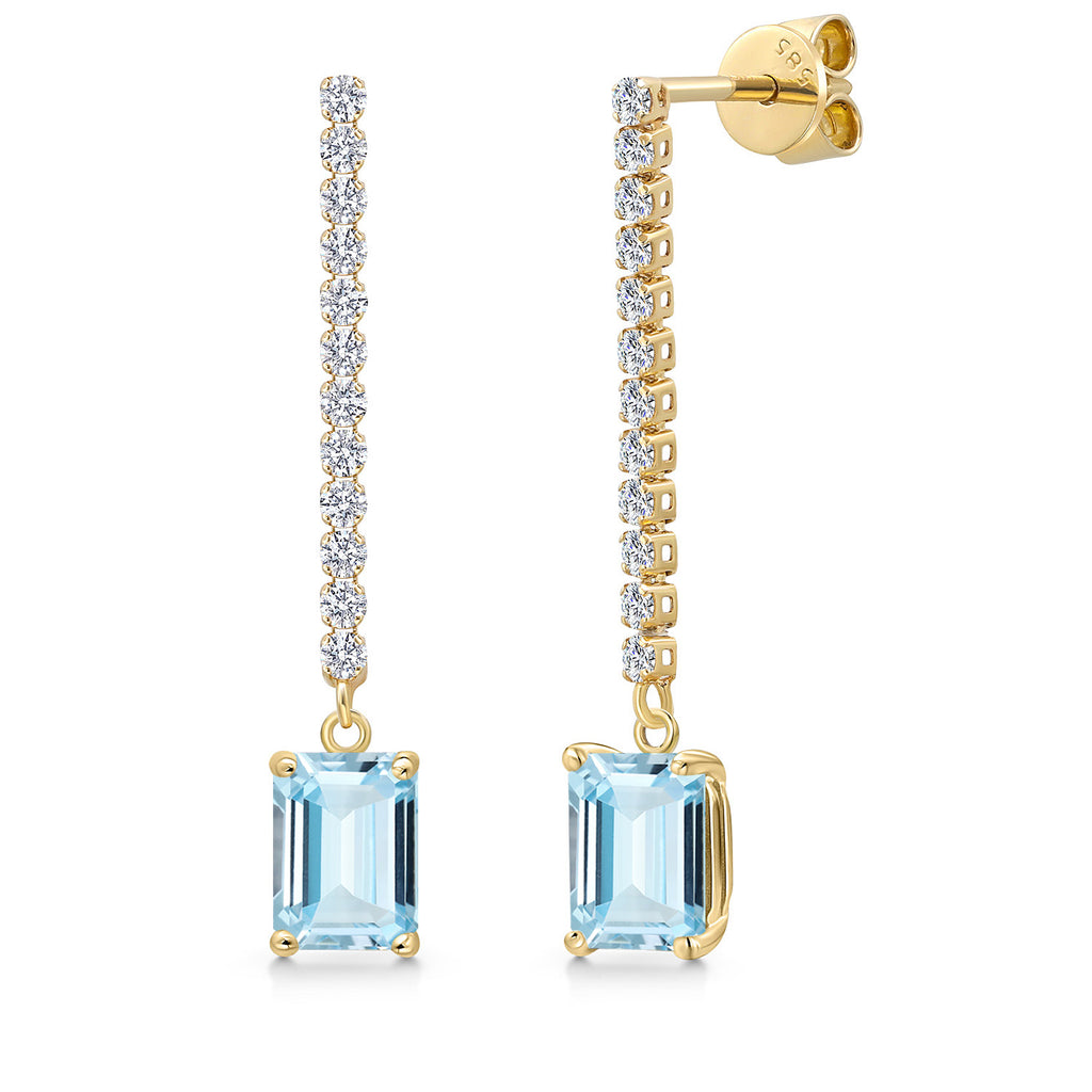 Aquamarine - March_Earrings in 14K Yellow Gold