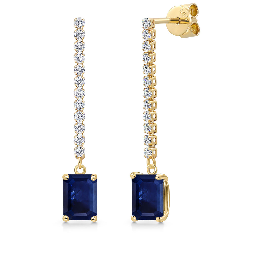Blue Sapphire - September_Earrings in 14K Yellow Gold