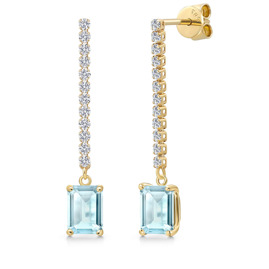 Sky Blue Topaz - November_Earrings in 14K Yellow Gold